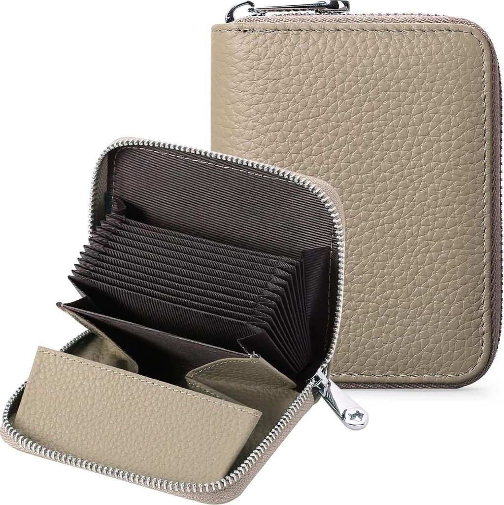 Damen, Portemonnaie Damen mit Reißverschluss und viele Fächer, Geldbeutel Damen Leder, RFID-Schutz Kartenhalter, klein und im Kurzformat Brieftasche