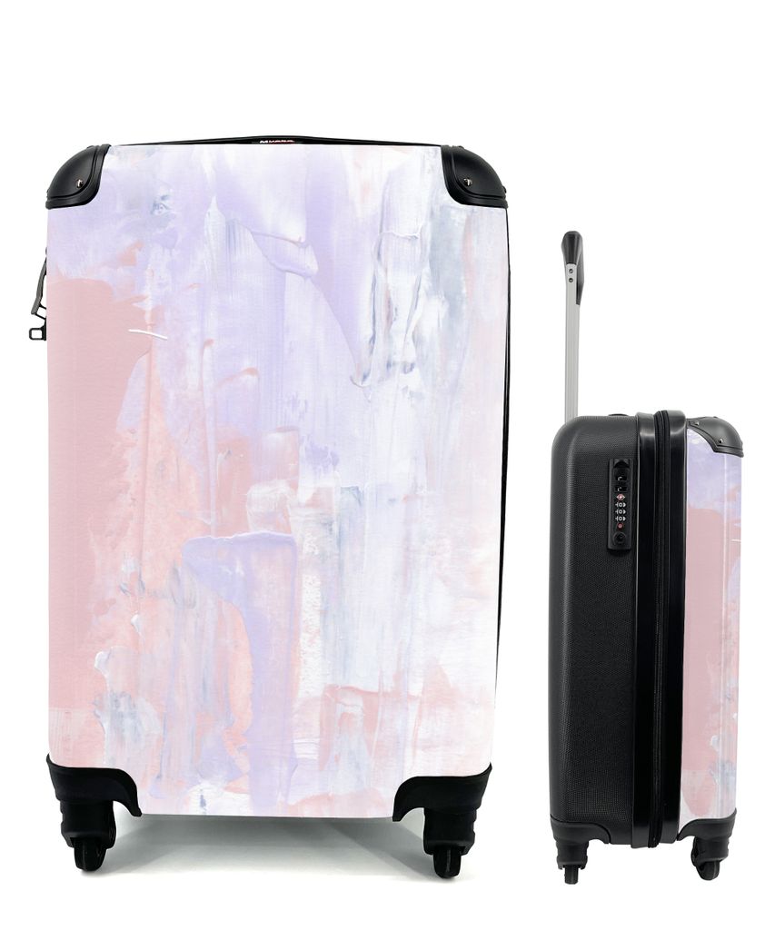 MuchoWow Koffer Handgepäck Trolley Rollkoffer Kleine Reisekoffer mit 4 Rollen - Farbe - Pastell - Gestaltung - Cabin Size < 55x40x23 cm & 55x40x...