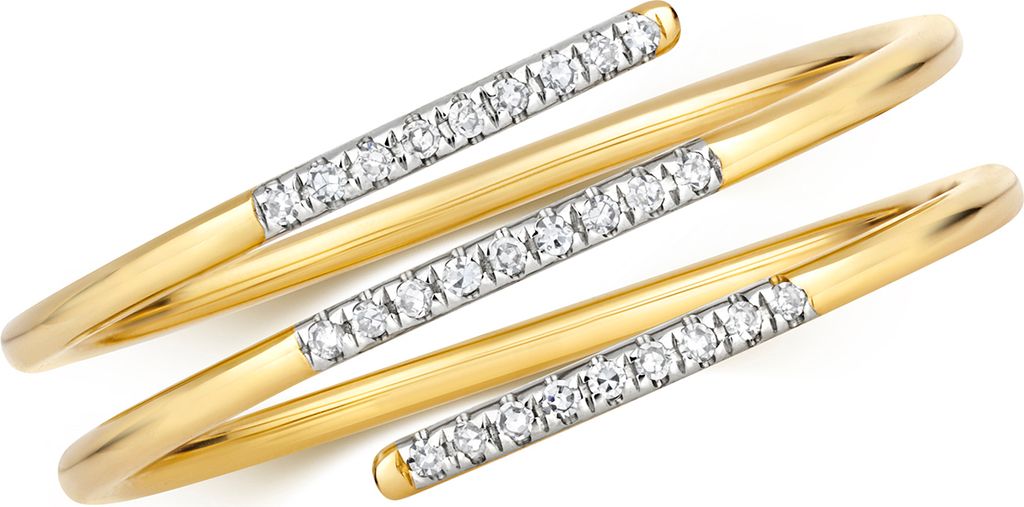 Funkelndes Feuer Eleganter 9 Karat (375) Gold Damen - Diamant Wickelring Brillant-Schliff 0.05 Karat H - I1, 57 (18.1); TRS27962RSP