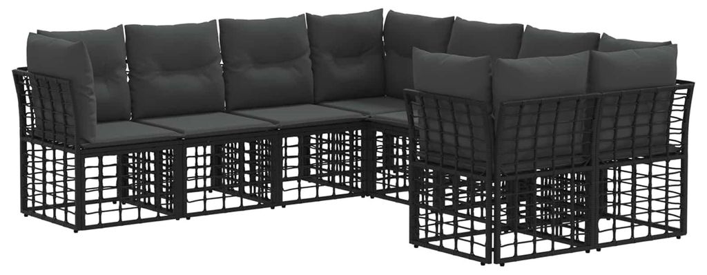 Outdoor-Sofagarnitur 8 stk. Schwarz und Dunkelgrau Polyester