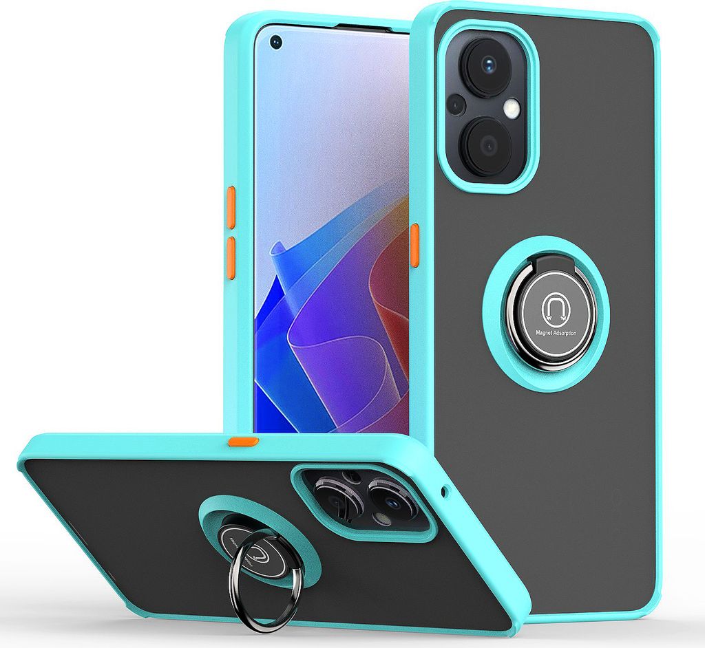 OnePlus Nord N20 5G Hülle, Ring Halter Ständer Matte Transluzent TPU Rahmen Stoßfest Schutzhülle für OnePlus Nord N20 5G Hellblau