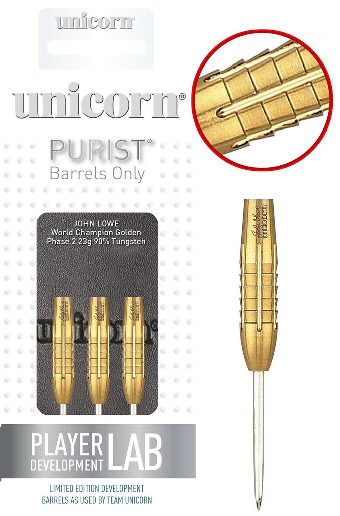 Unicorn Golden John Lowe Purist Steel Barrels - 23g -- 1 Satz