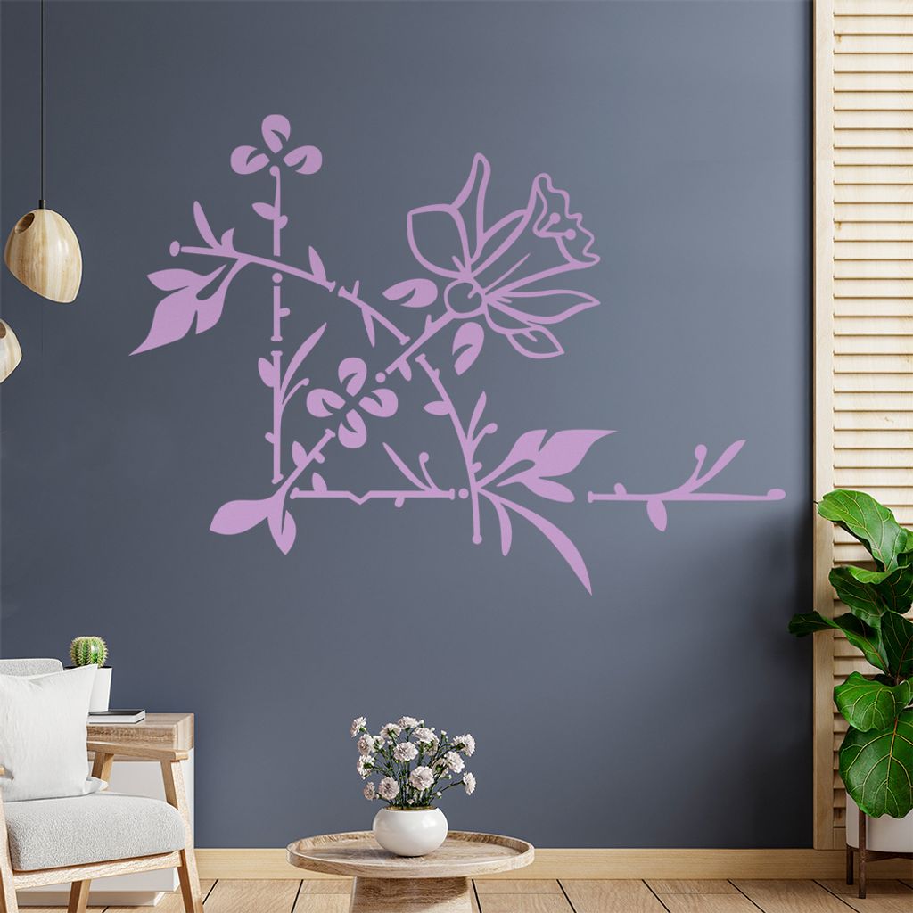Blume - Ranken Wandtattoo in 6 Größen - Wandaufkleber Wall Sticker - Dekoration, Küche, Wohnzimmer, Schlafzimmer, Badezimmer