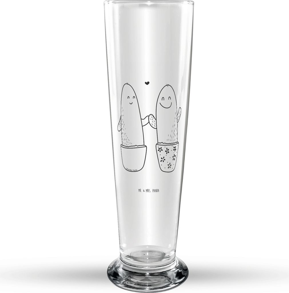 Mr. & Mrs. Panda Bierglas Kaktus Liebe - Transparent - Geschenk, Glasbierglas, Hochzeit, Paar, Love, Kakteen, Trennung, Bier Glas, Trinkglas, Glasb...