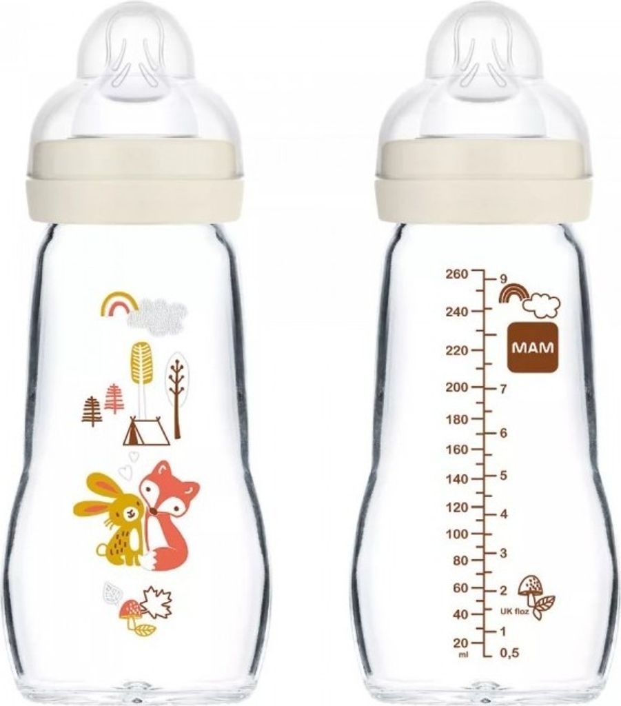 Mam Feel Good Glass Bottle Beige 2m 260ml Produktbild 