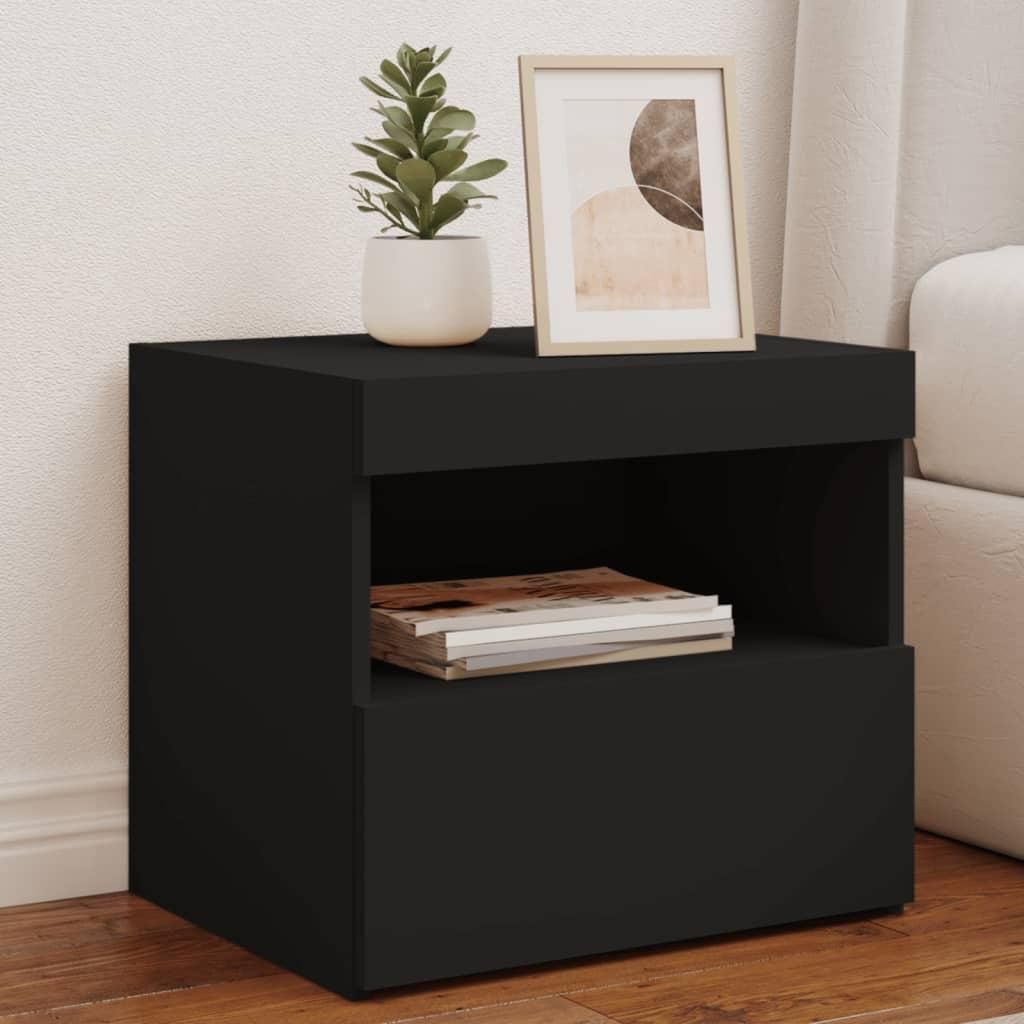 vidaXL Nachttisch mit LED-Leuchten Schwarz 50x40x45 cm