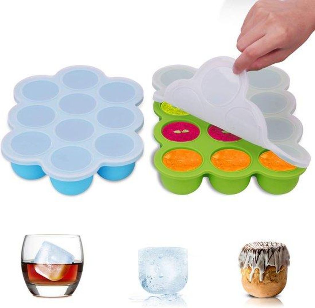 Babykost Aufbewahrungsbox, Silikon, Einfrieren, Deckel, Behälter, wiederverwendbar, Obst, Gemüse