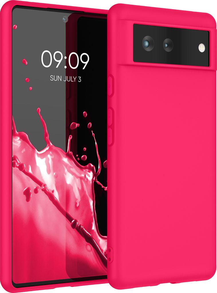 kwmobile Hülle kompatibel mit Google Pixel 6 Hülle - weiches TPU Silikon Case - Cover geeignet für kabelloses Laden - Neon Pink