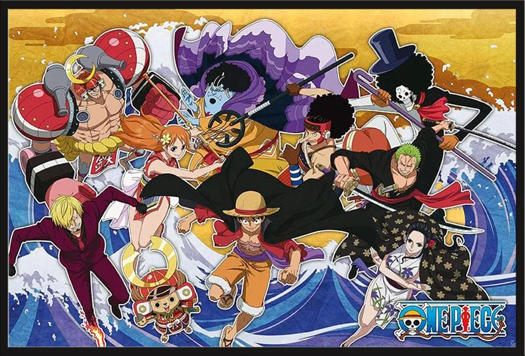 Affiche One Piece Wano avec cadre Shinsuke Maxi noir 61x91.5 cm