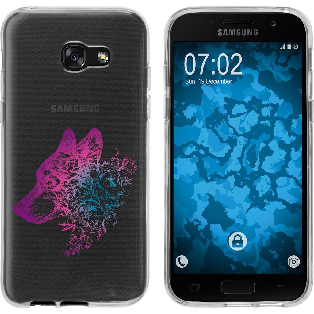 PhoneNatic Case kompatibel mit Samsung Galaxy A3 2017 Silikon-Hülle Floral Wolf M3-6