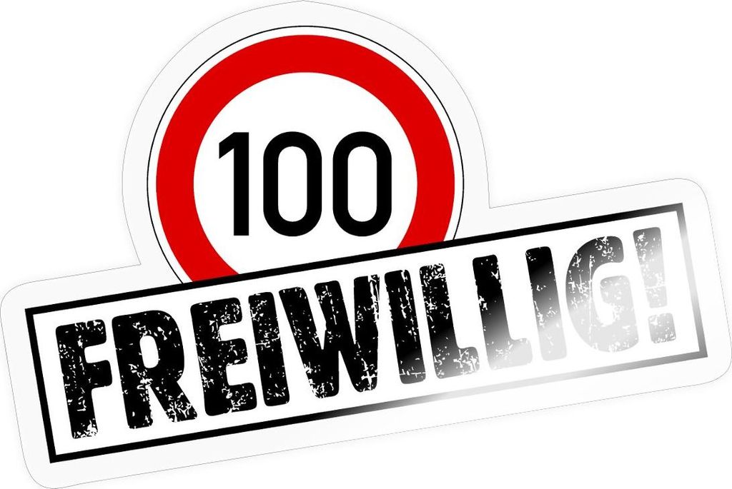 Spreadshirt Tempo 100 freiwillig Tempolimit Sticker Aufkleber, 10 x 10 cm, Transparent glänzend