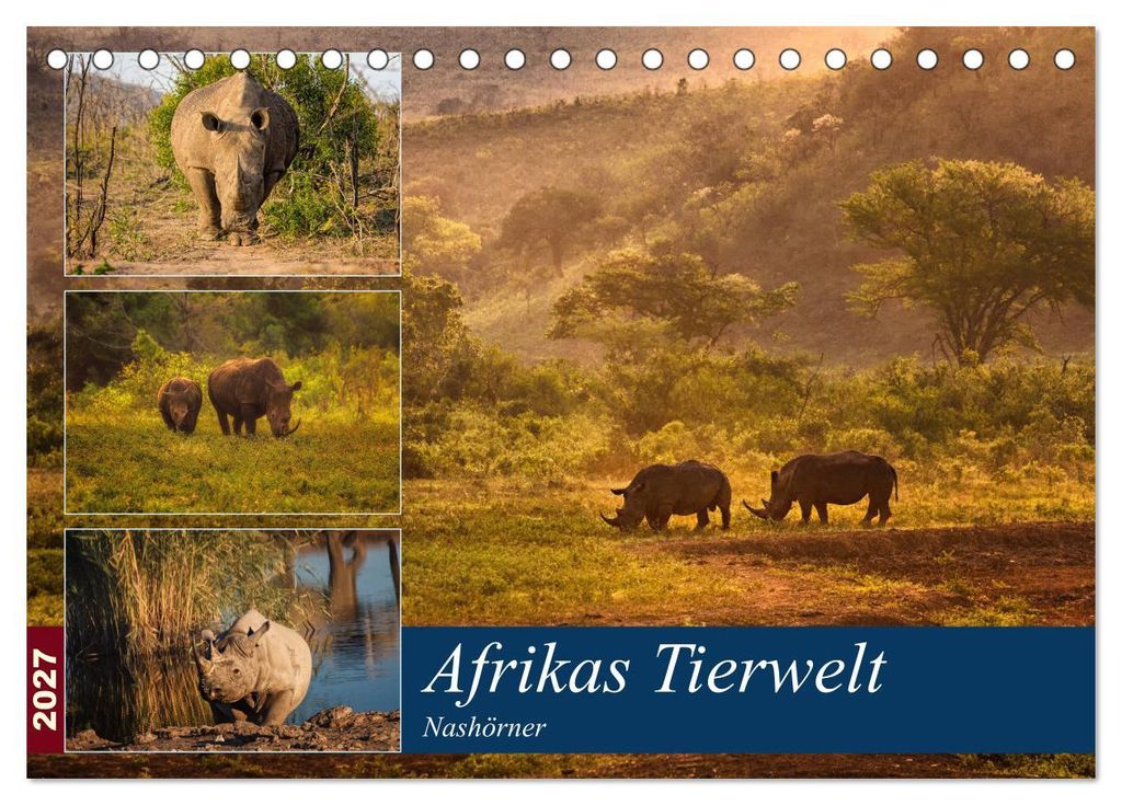 Afrikas Tierwelt: Nashörner (Tischkalender 2027 DIN A5 quer), CALVENDO Monatskalender