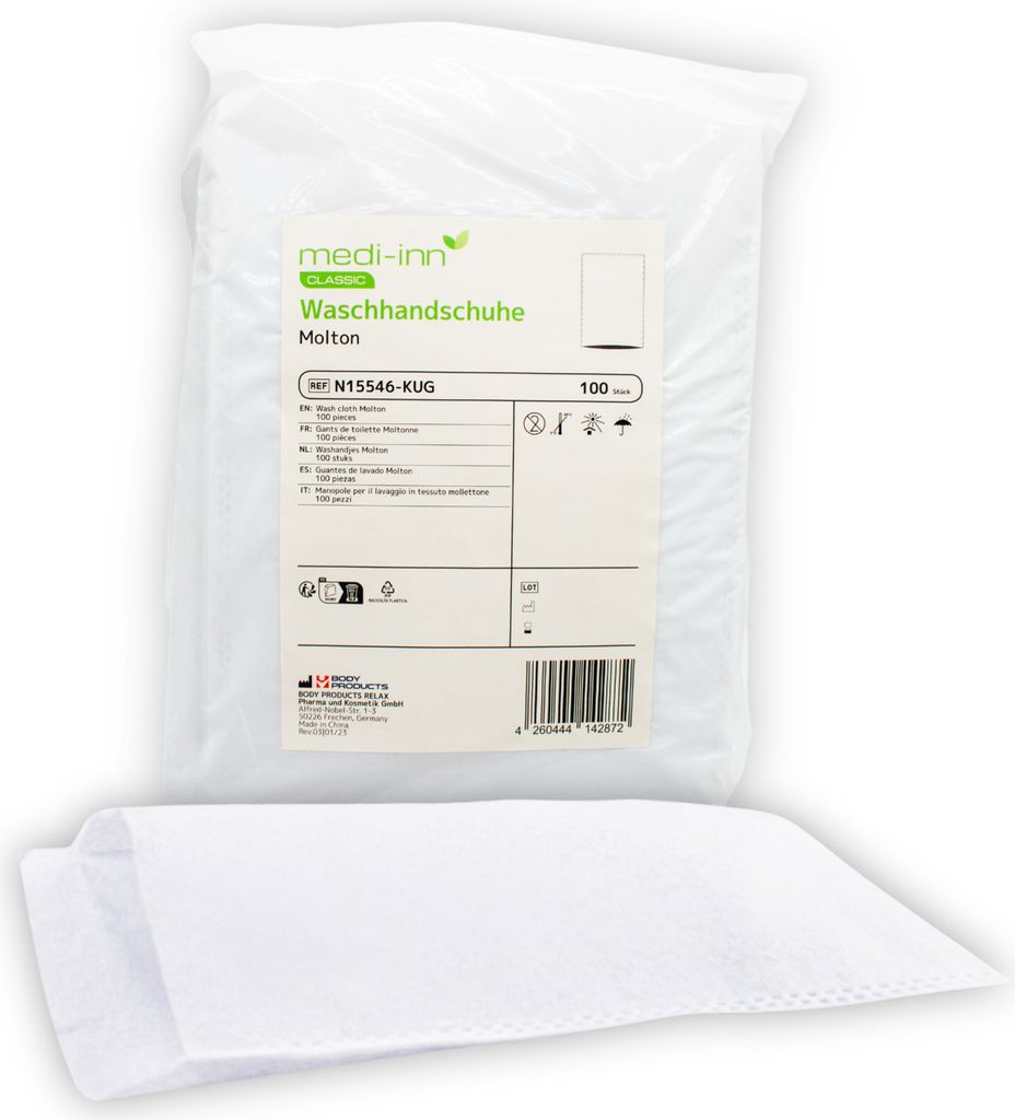 Medi-Inn Einmal Waschhandschuhe Molton weiß, 16 x 100 Produktbild 2