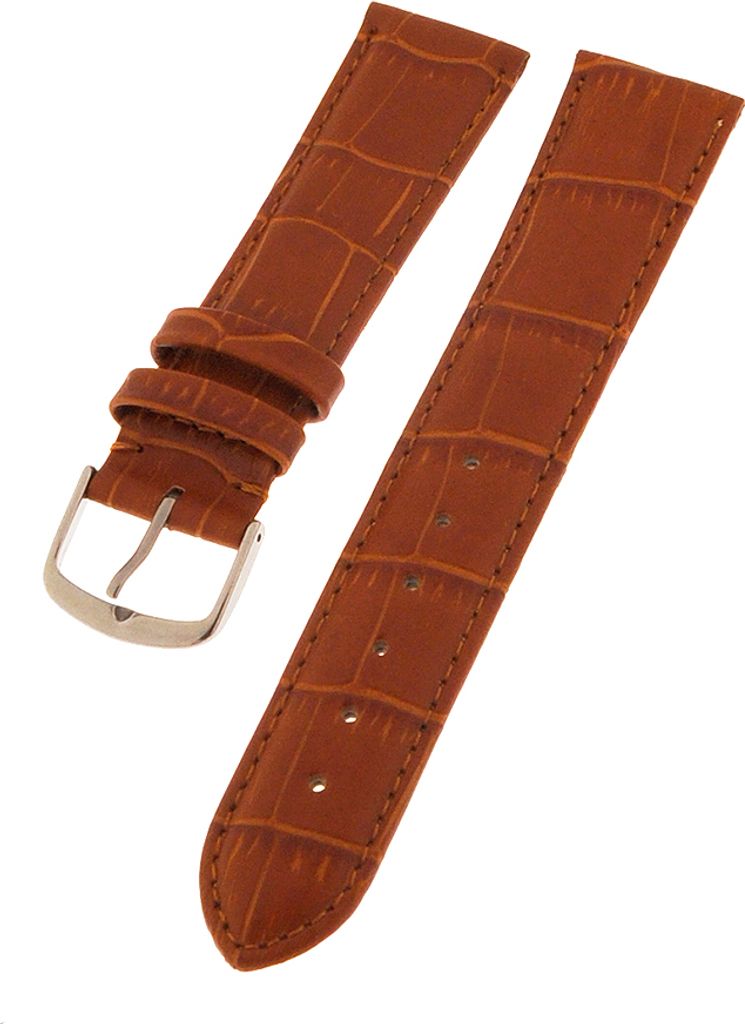 Uhrenarmband Kalbleder LEDER Mittelbraun 20mm Alligator-Struktur