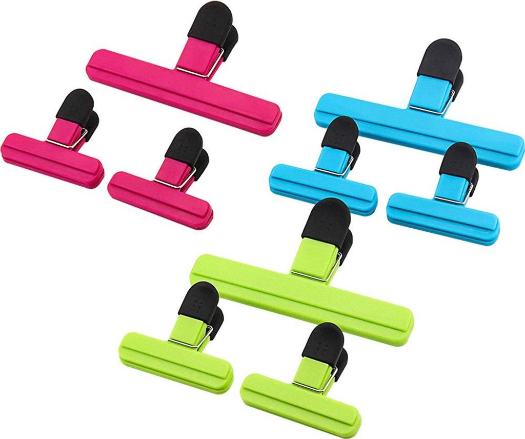 9er-Pack große Chipstüten-Clips – Lebensmitteltüten-Clips in verschiedenen Größen, Kunststoff, starker Verschlussgriff