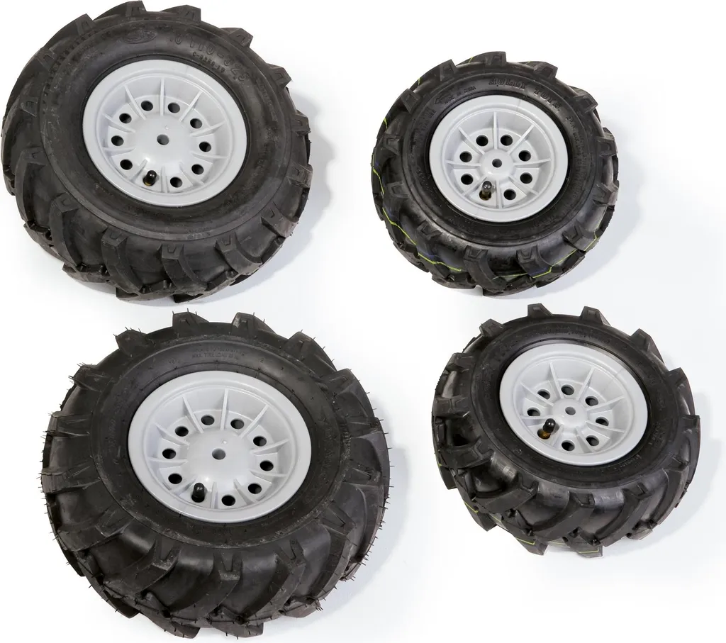 Roues pneumatiques tracteur Junior Farmtrac gris pour jouets à pédales