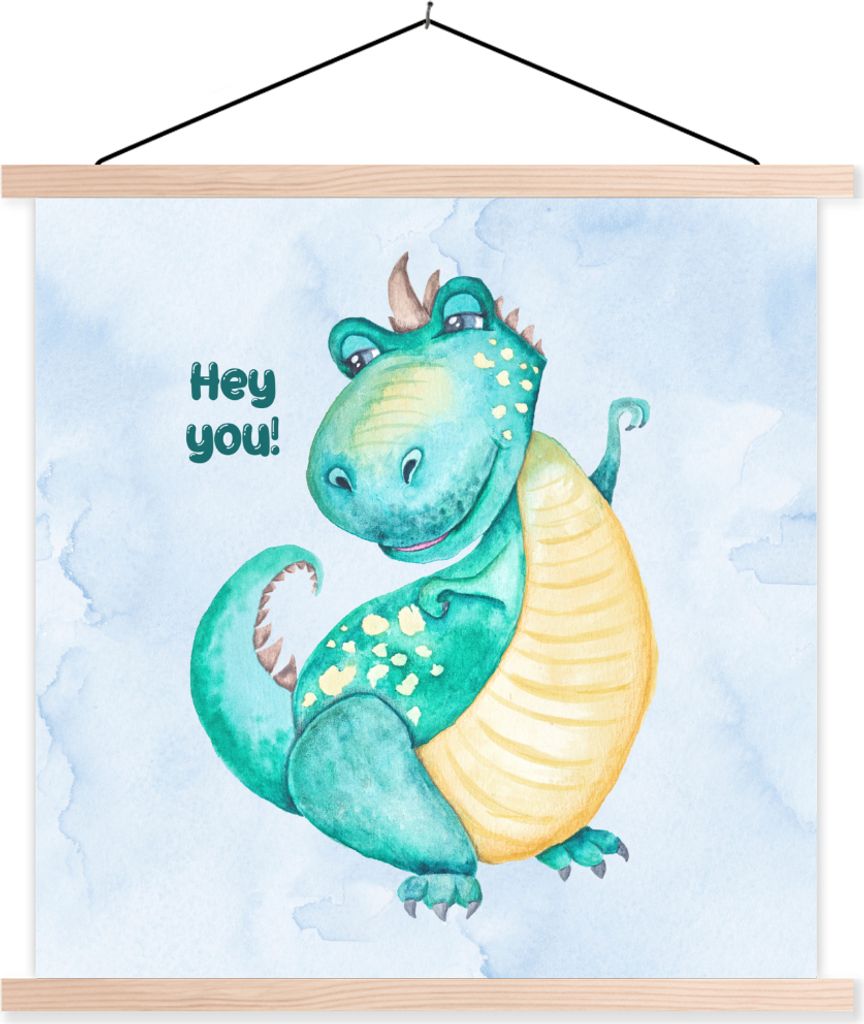 MuchoWow Textilposter Dinosaurier - Zitate - Kinderzimmer - Jungen - Mädchen - Kinder 60x60 cm mit holzfarbenen Rahmen - Wanddekoration