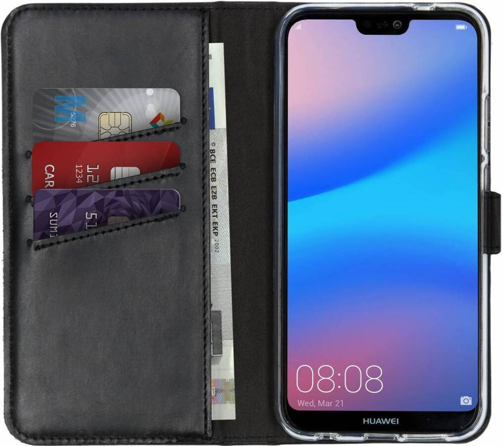 Selencia Echtleder Klapphülle Huawei P20 Lite - Schwarz Produktbild 
