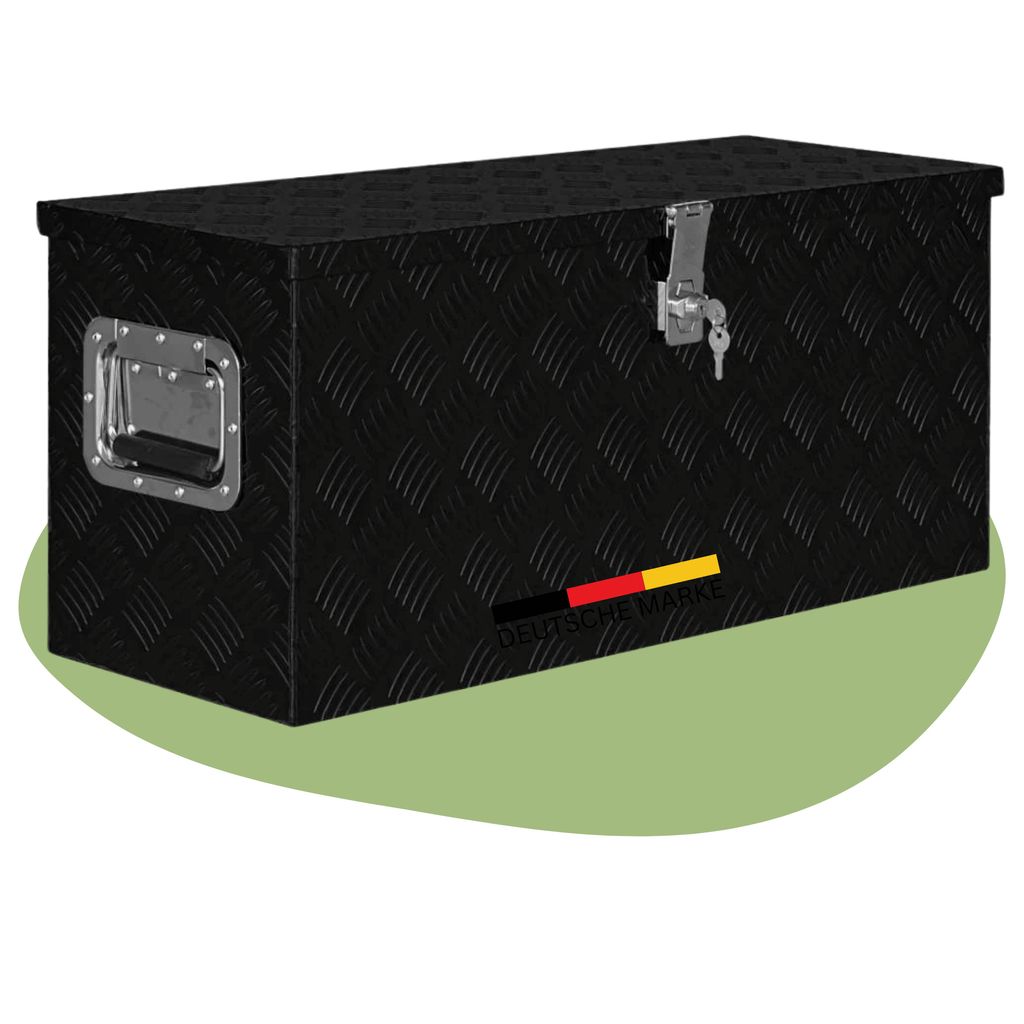 DELUKE Aluminiumbox mit Deckel - Abschließbar | Alubox Deichselbox Alu Anhängerbox Werkzeugkiste Metall Transportbox Metallkiste, 80x30x35cm Sc...
