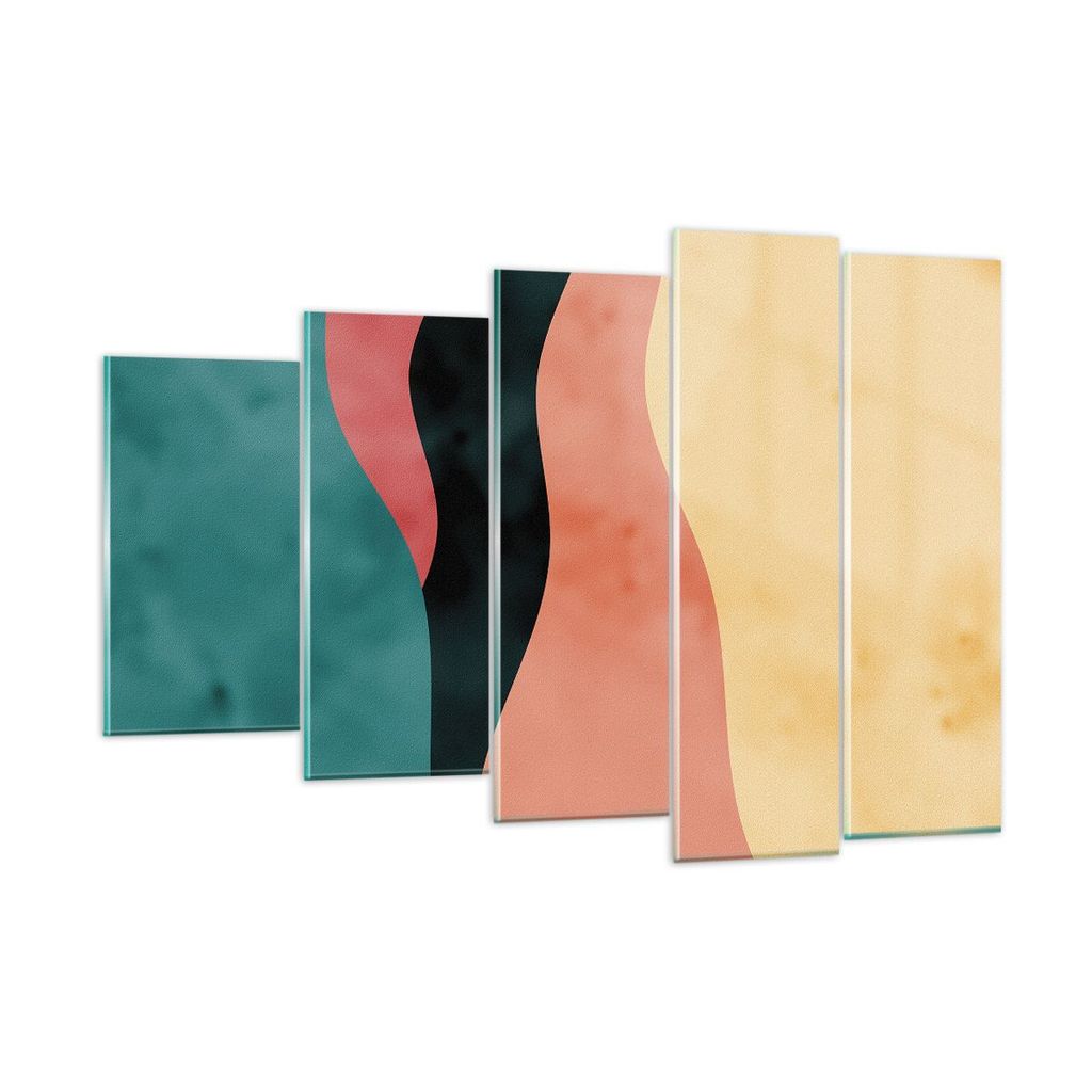 Bilder auf glas - 5 Teile - Mehrfarbig Abstraktion Modern - 150x100cm - Glasbilder - Wandbilder - Bilder - Wanddekoration aus Glas - Glas Bilder - ...