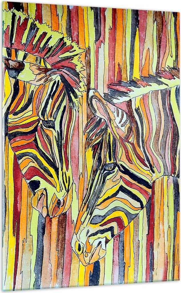 Bilder auf glas - Einteilig - Zebra Abstraktion - 70x100cm - Glasbilder - Wandbilder - Bilder - zum Aufhängen bereit - Wanddekoration aus Glas - G...
