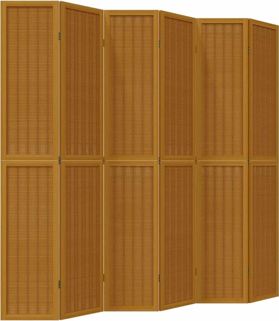 vidaXL 6-tlg. Raumteiler Braun Massivholz Paulownia