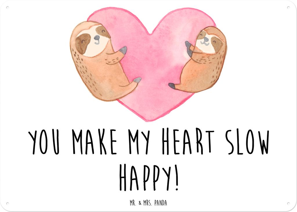 Mr. & Mrs. Panda tafel Faultiere Herz DIN A6 - Weiß - Geschenk, Hochzeitstag, Blechschild, für Frauen, Magnetschild, Retro, Liebesbeweis, Freundi...