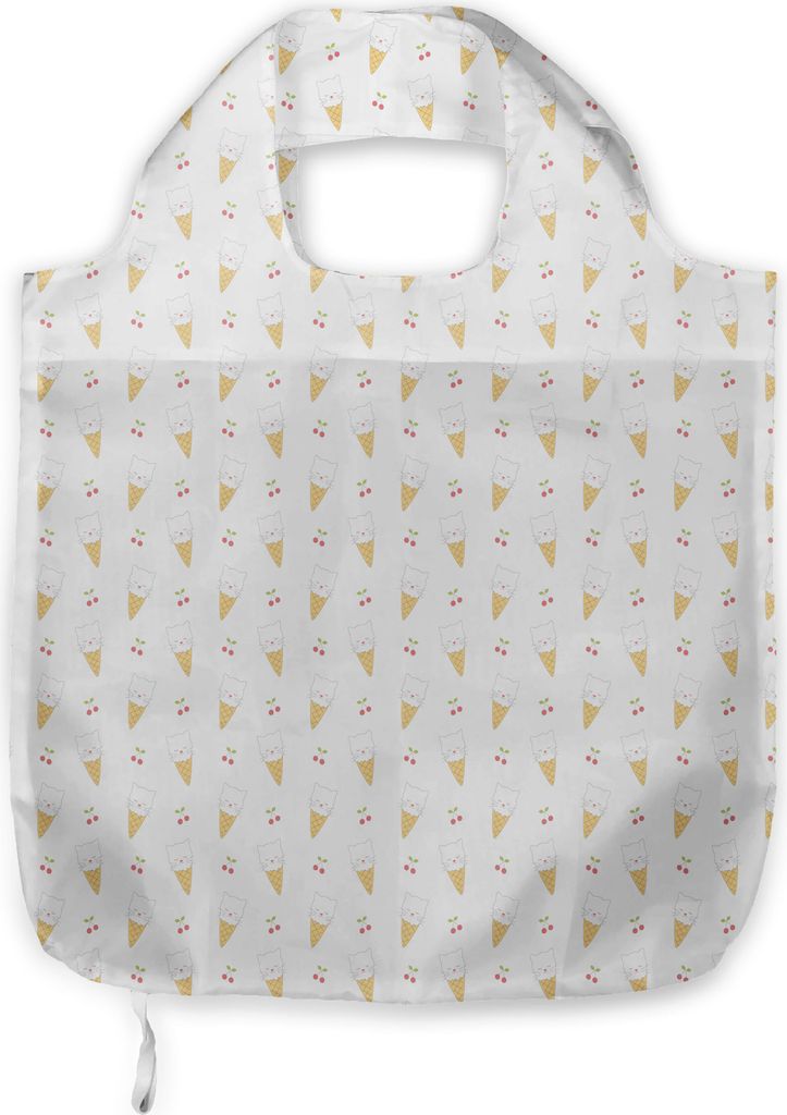 ABAKUHAUS Eis Tragetasche aus Stoff, Kitty Cones, Praktische Altagsmode Einkaufstaschen, Mustard Weiß