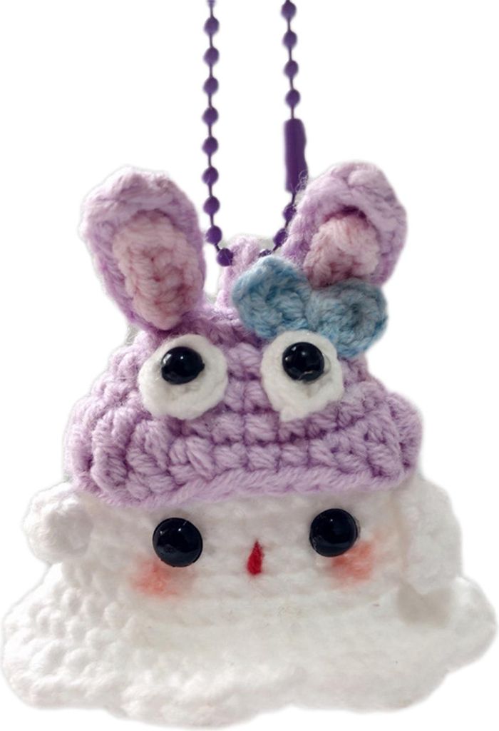 Halloween-Geister-Ornament, gehäkelt, süß, handgefertigt, gestrickt, Frosch/Katze/Spinne/Erdbeergeist, hängende Dekoration für Auto-Rückspieg...
