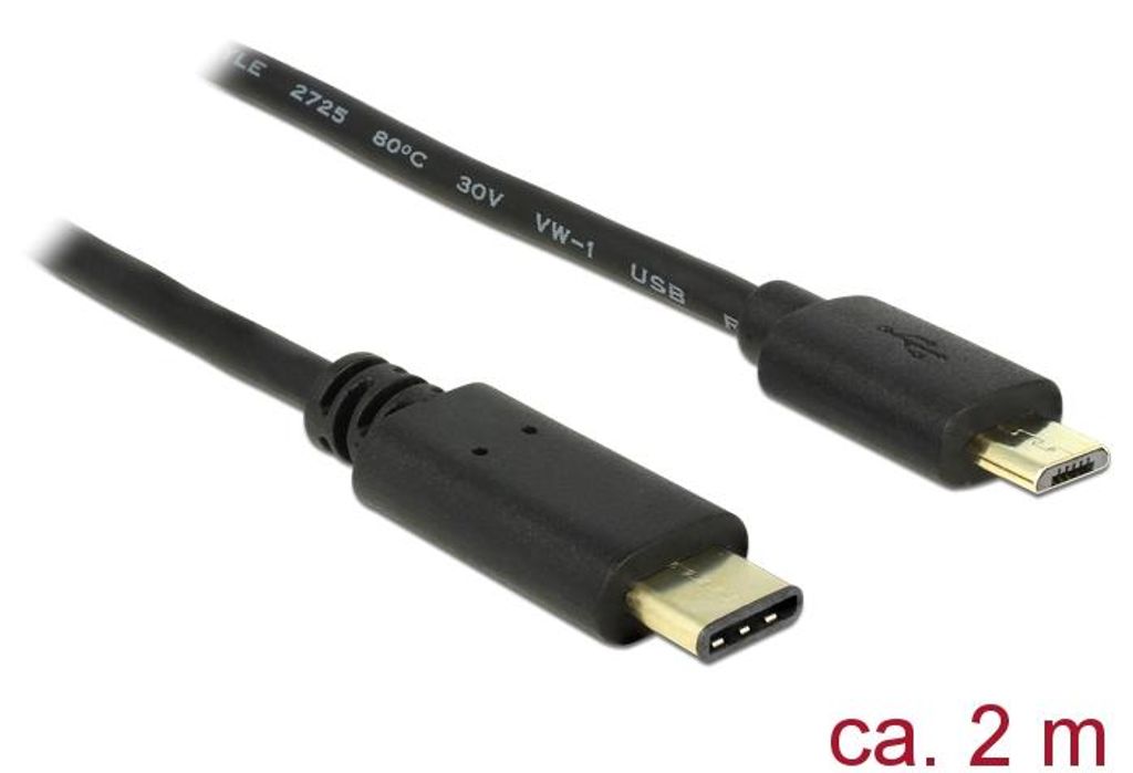 Delock USB-Kabel - 24 pin USB-C (M) zu Micro-USB Typ B (M) Produktbild 