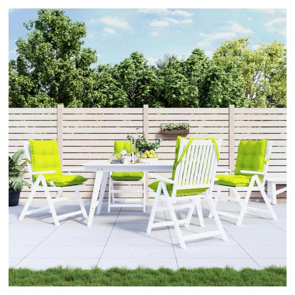 Niedriglehner-Auflagen 4 STK. Neongrün Oxford-Gewebe, Liegenauflage, Auflage Gartenliege, Sitzkissen Gartenmöbel, Bankauflage, Stuhlauflage für ...