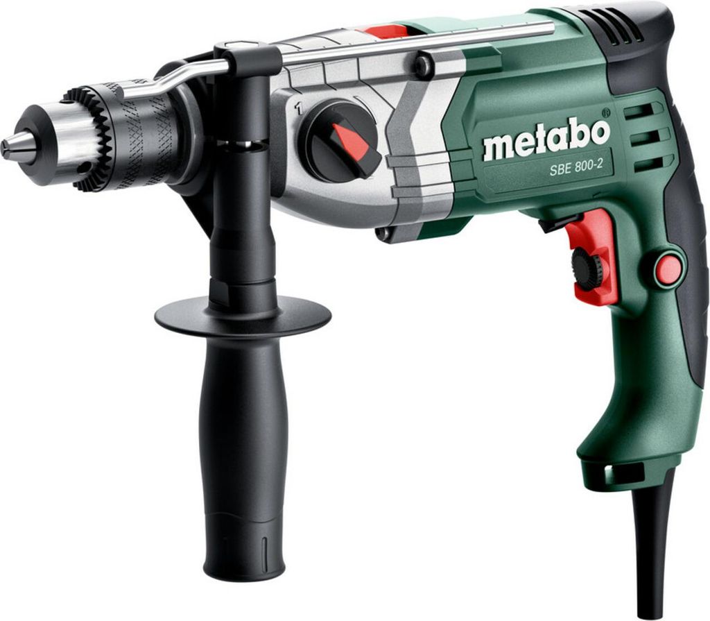 A studio shot of a Metabo hammer drill against a white background.