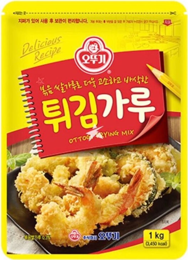 A package of Ottogi Tempura Mix with fried food shown at the bottom.