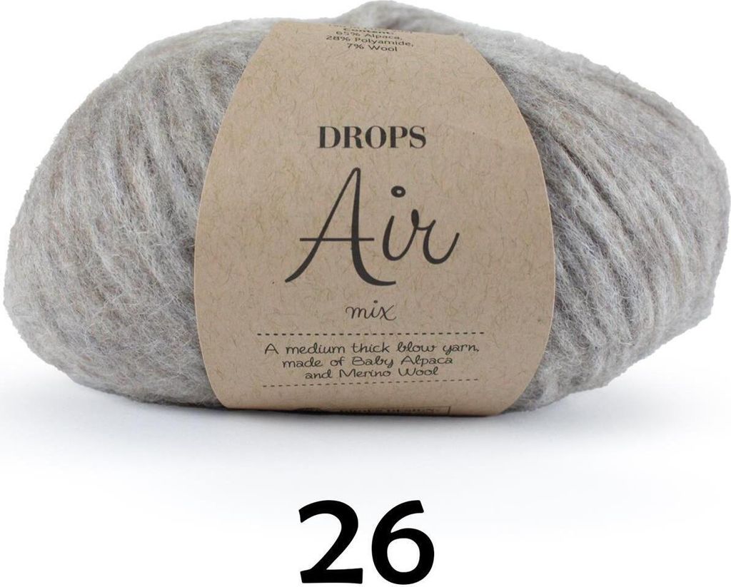 DROPS Air 26 Beigegemisch Garn – Leichtes Strick- und Häkelgarn 25g 50m