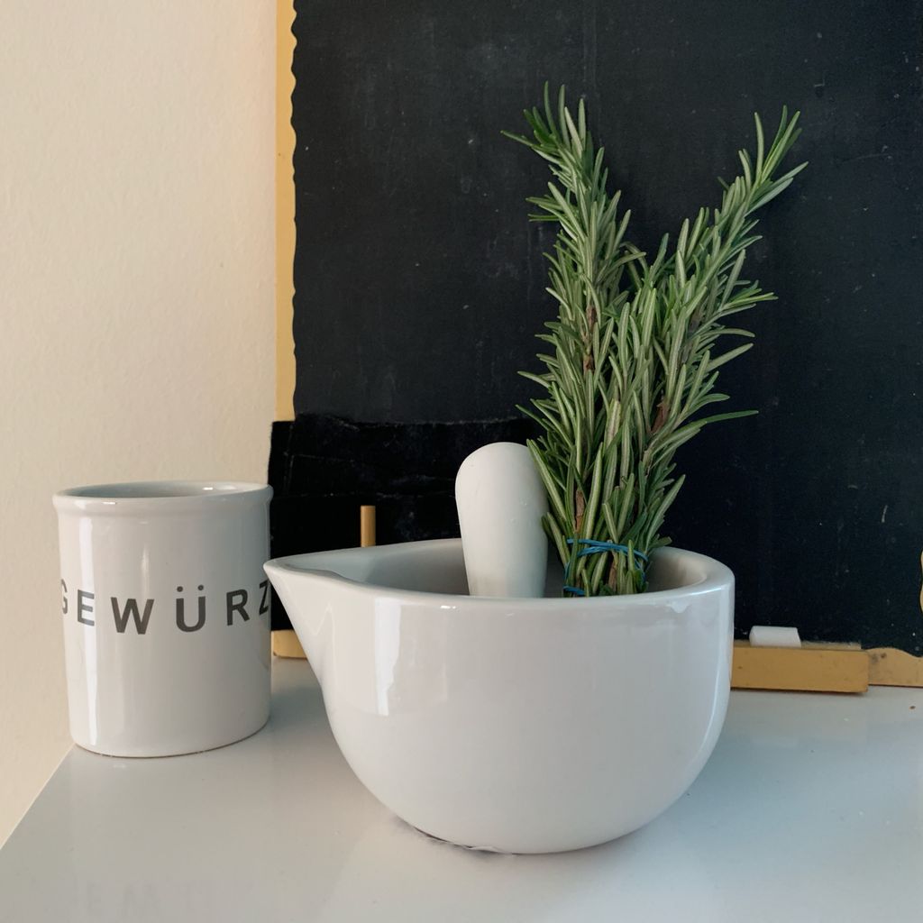 LS-LebenStil Keramik Mörser Mit Stößel | 12cm Weiß | Für Gewürze & Kräuter