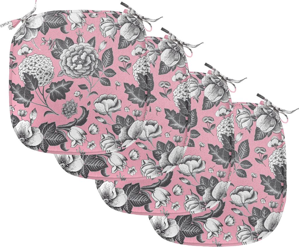 ABAKUHAUS Blumen Polster für Esszimmerstühle, Vintage Garten-Blumen, Dekoratives wasserfestes Kissen mit Riemen für Küchensitze, 40 cm x 40 cm-...