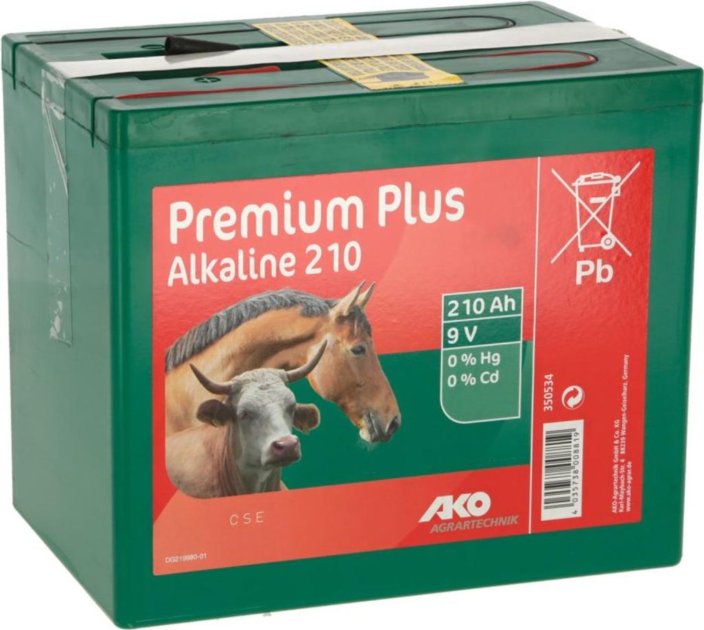 AKO Batterie Alkaline 9 V, 210 Ah, L x B x H 190 x 125 x 160 mm
