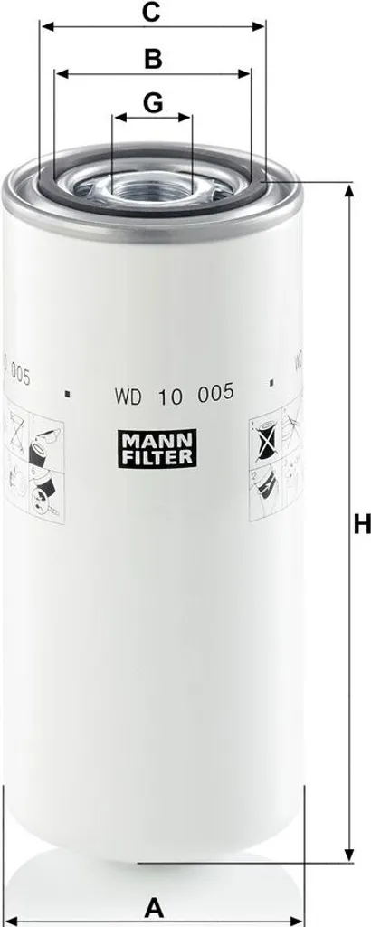 Filtre à huile MANN-FILTER WD 10 005 pour circuits hydrauliques haute performance