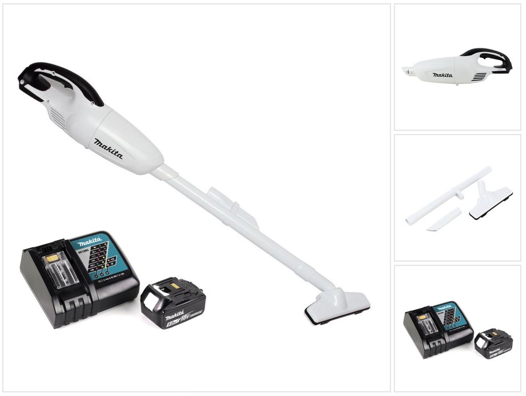 Makita DCL 180 RT1 W Akku Staubsauger 18 V Weiß + 1x Akku 5,0 Ah + Ladegerät