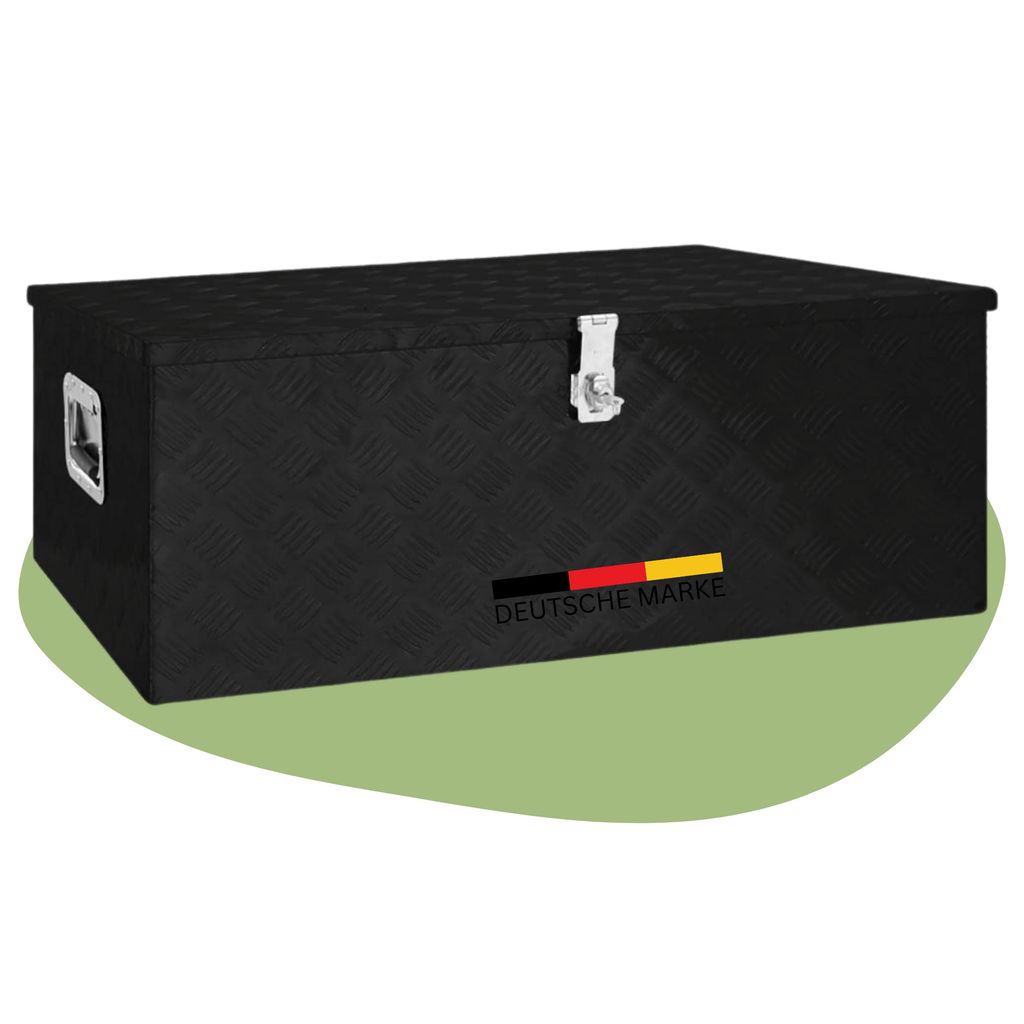DELUKE Aluminiumbox mit Deckel - Abschließbar | Alubox Deichselbox Alu Anhängerbox Werkzeugkiste Metall Transportbox Metallkiste, 100x55x37cm S...