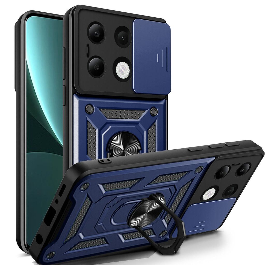 Outdoor Panzer Hülle Xiaomi Redmi Note 13 4G Handyhülle Kameraschutz Ringhalter Blau