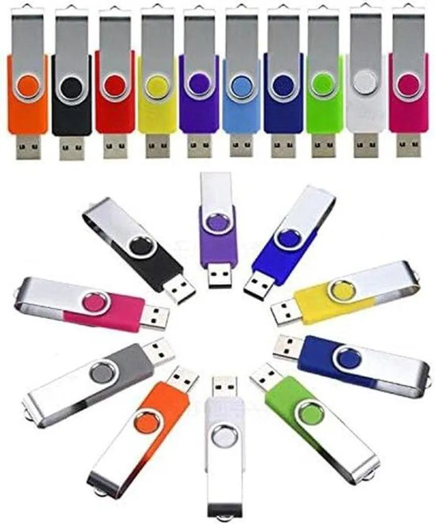 Lot de 10 clés USB rotatives multicolores pour sauvegarde de données