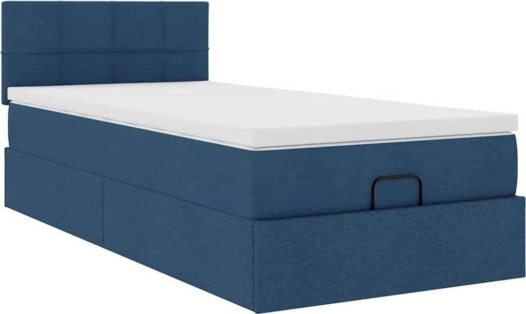 Ottoman-Bett mit Matratze Blau 90x200 cm Stoff