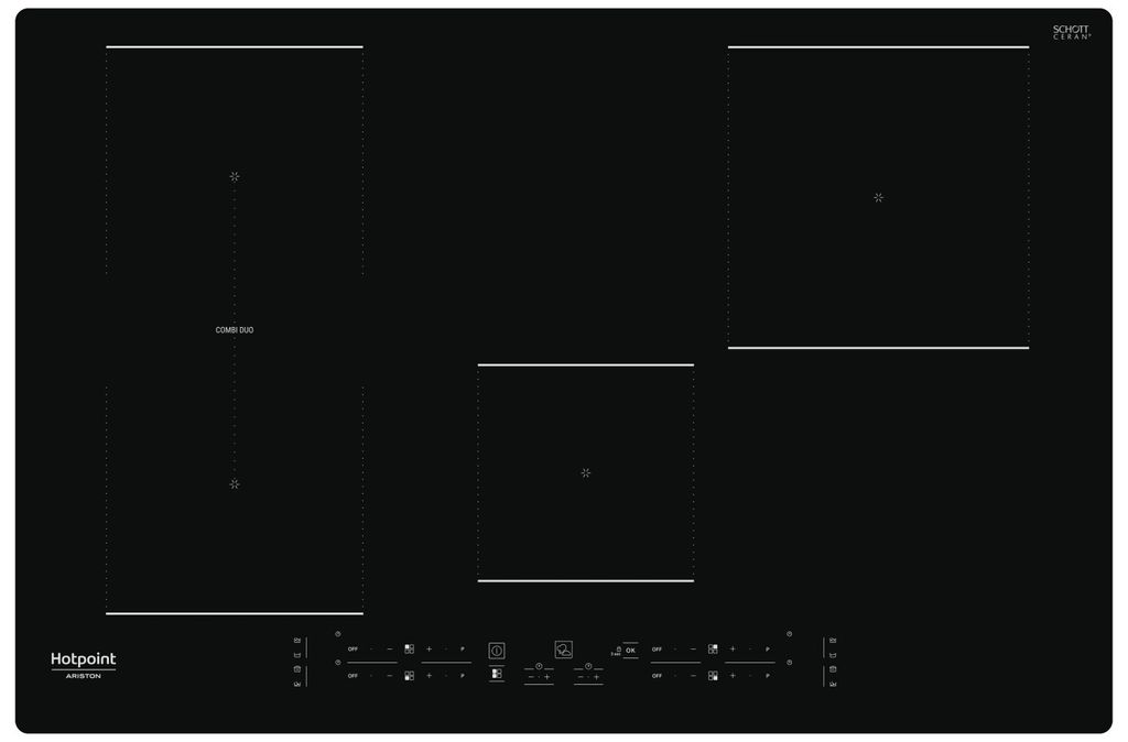 Hotpoint HB 0577B NE Induktionskochfeld, 4 Zonen, 77 cm, Schwarz