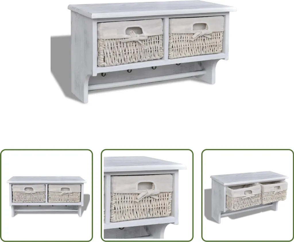 Étagère Murale Gain de Place Blanche 60 cm en Bois pour Murs Encombrés