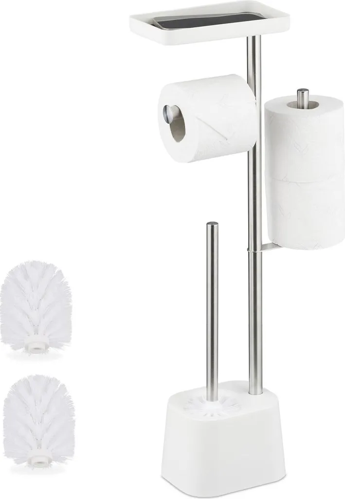Dévidoir papier WC avec tablette murale et réserve de rouleaux intégrée - 9