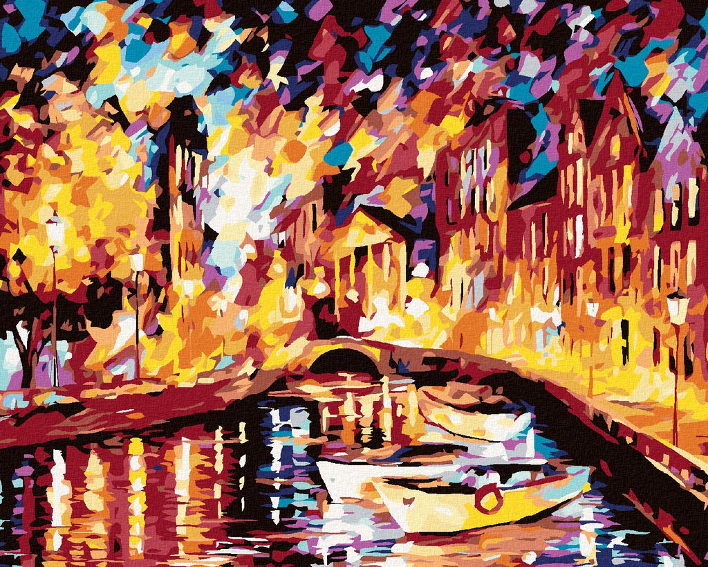 Zuty - Malen nach Zahlen - BOOTE IN VENEDIG, 40x50 cm, mit Keilrahmen (bereits gespannt)
