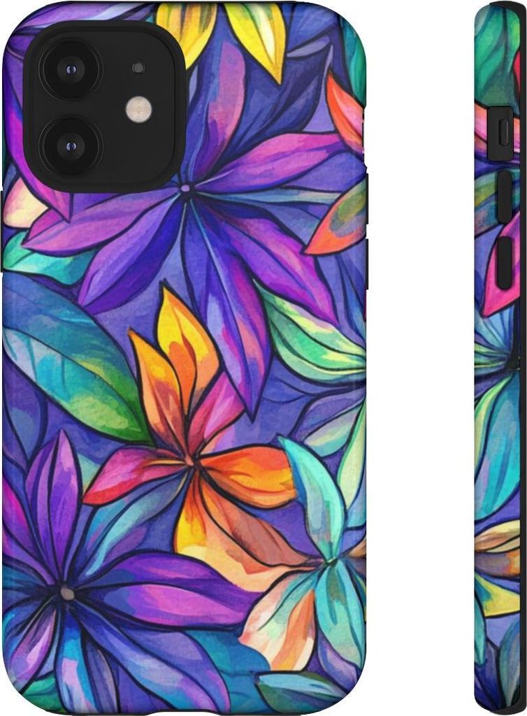 Lebhaftes Aquarell-Blumenmuster in bunten Farben – Hülle Kompatibel mit iPhone 12
