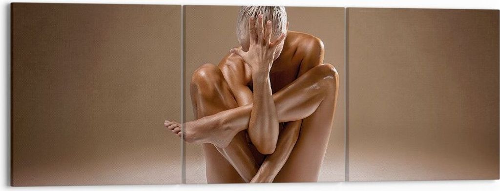 Bild auf Leinwand - Leinwandbild - 3 Teile - Nackt Frau Figur - 150x50cm - Wand Bild - Wanddeko - Wandbilder - Leinwanddruck - Bilder - Wanddekorat...