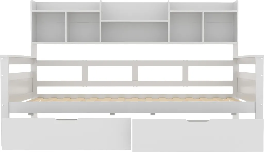 Lit adolescent 90x200 bois blanc, solution gain de place avec rangements - 4